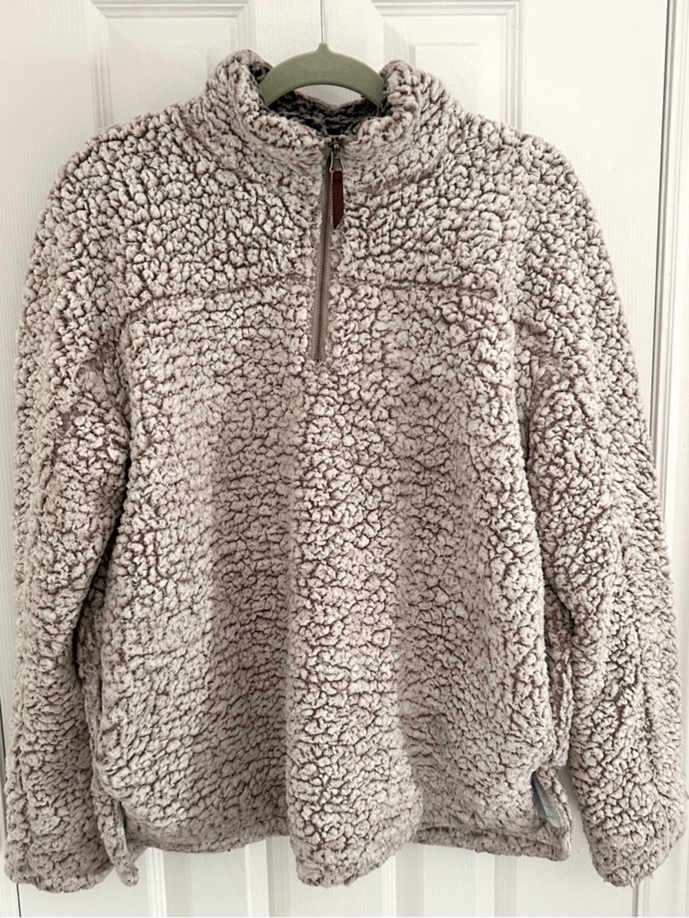 Thread & Supply Sherpa Half Zip Pullover Cozy Fleece Beige Size M